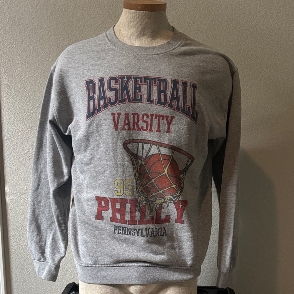 PrettyLittleThing Gray Basketball Varsity Crewneck Sweater
